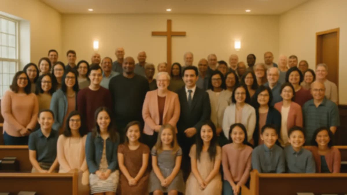 Beautiful church interior with stained glass windows